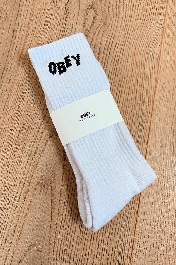 Obey - White terry socks with Jumbled logo