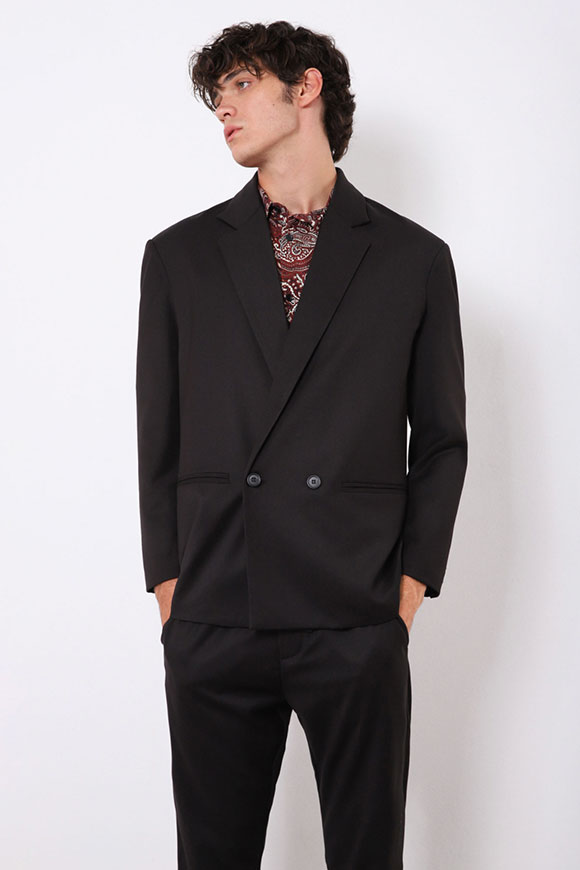 Imperial - Oversized double-breasted black jacket with classic lapels