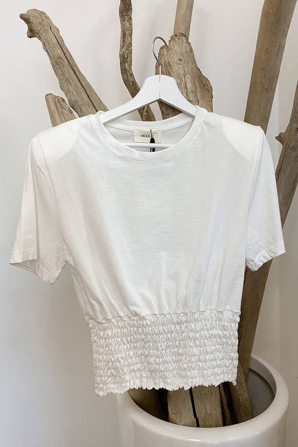 Vicolo - T-shirt bianca fondo arricciato