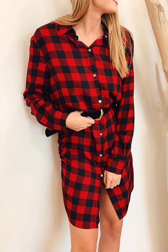 Vicolo - Red and black checked shirt dress