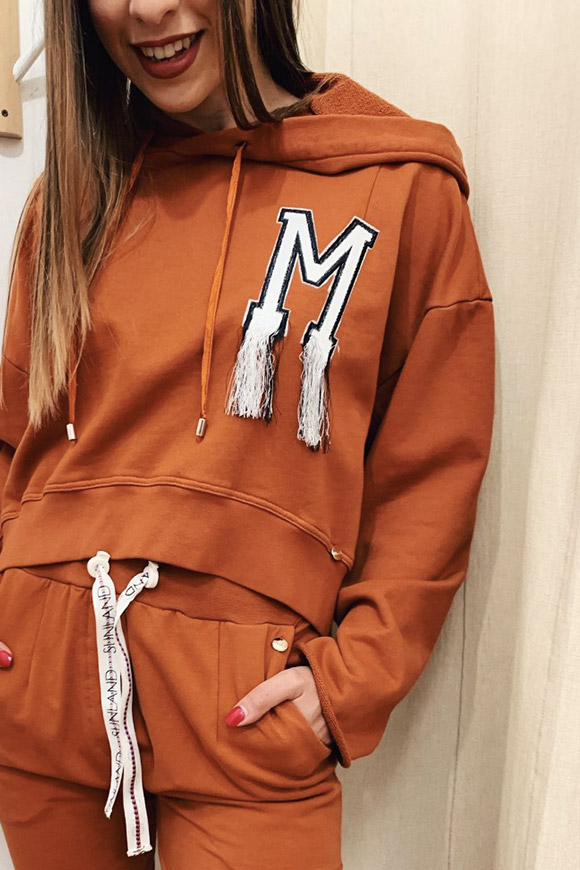 Motel - Hooded sweatshirt with rust embroidery