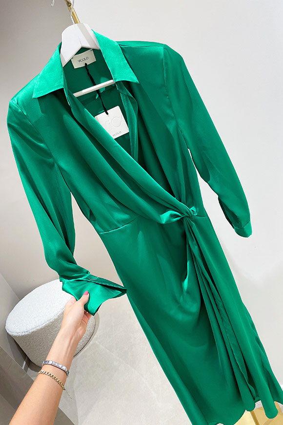 Vicolo - Vestito verde brillante lungo con nodo