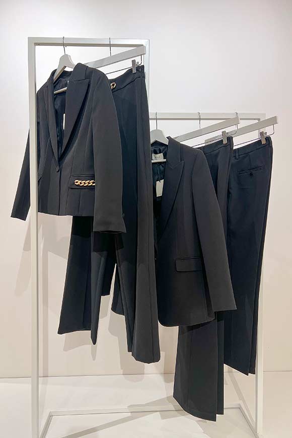 Vicolo - Pantaloni neri con catena centrale a palazzo