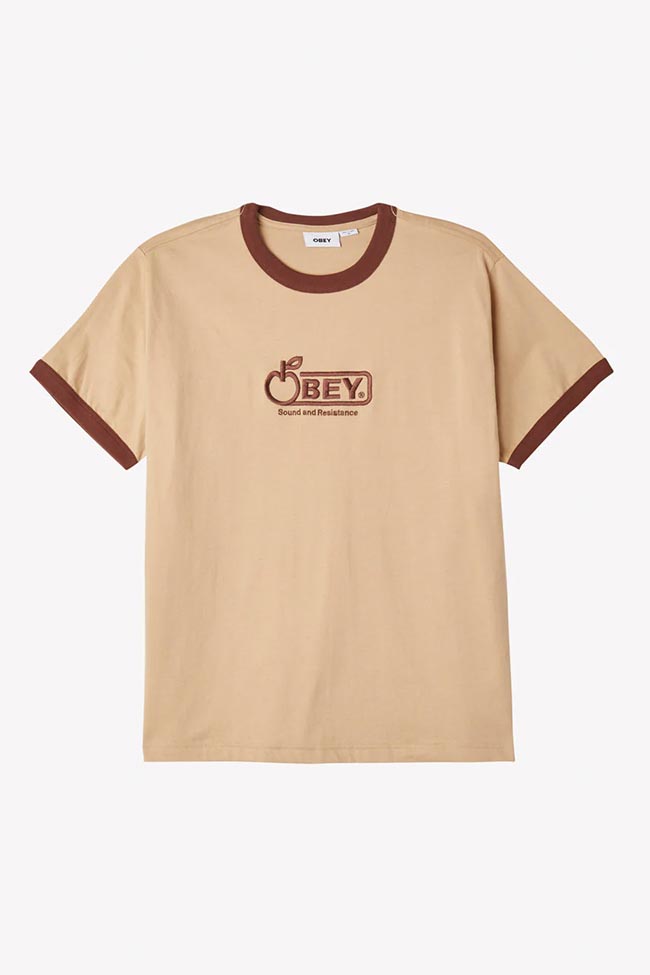 Obey - T shirt mou con bordi a contrasto e logo ricamato