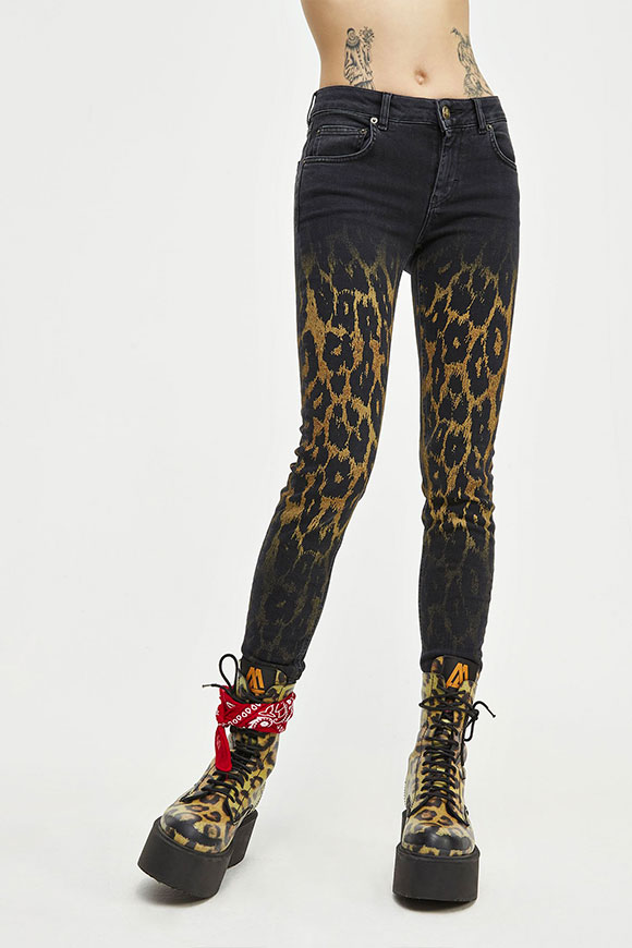 Aniye By - Jeans skinny Jane con dettaglio leopardato