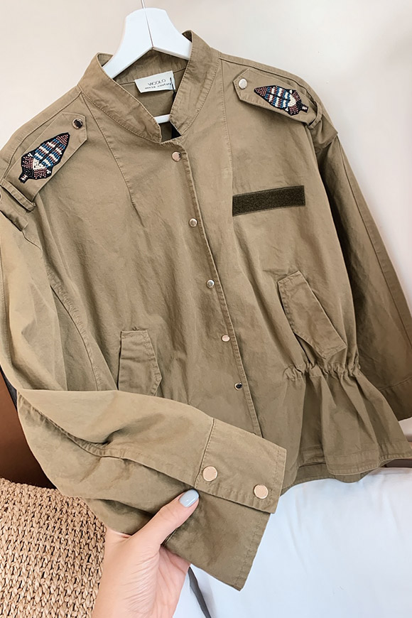 Vicolo - Military jacket embroidered in light denim