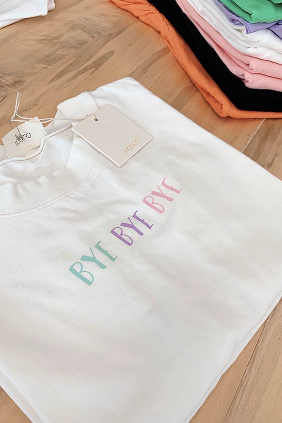 Vicolo - White t shirt "Bye bye" print