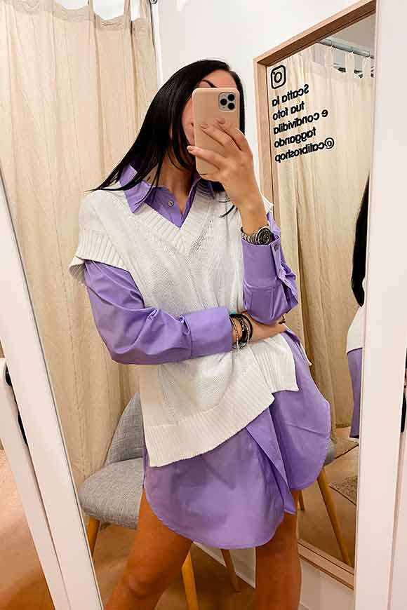 Vicolo - Vestito camicia over lilla con tasca