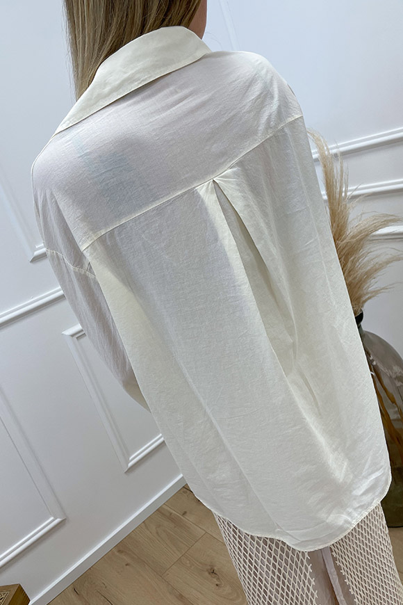Haveone - Camicia panna oversize con taschino