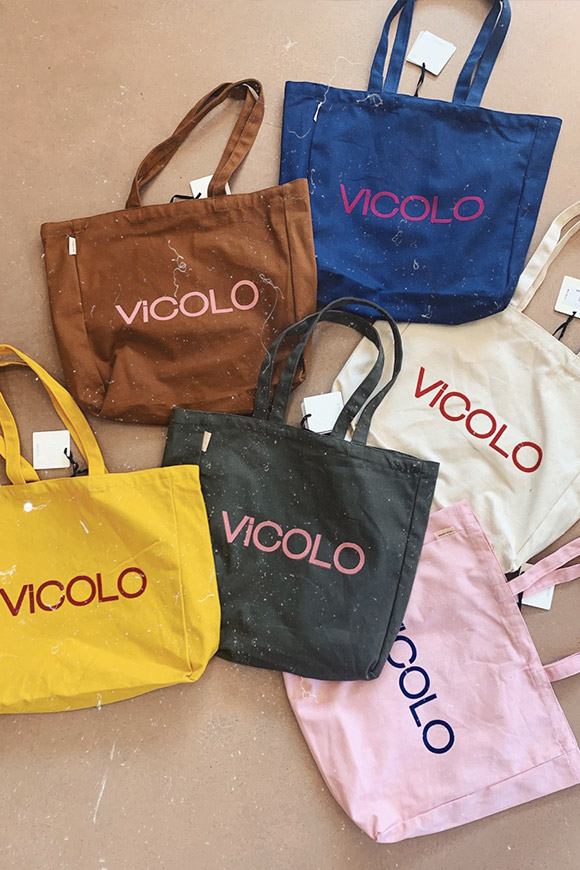 Vicolo - Borsa shopper panna con logo "vicolo"