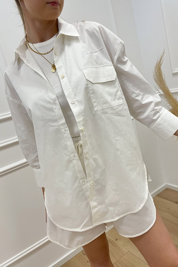 Vicolo - Camicia over bianca in cotone