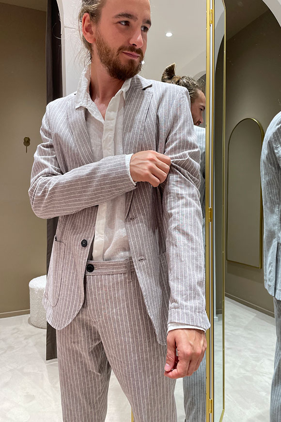 Imperial - Gray and white striped linen jacket