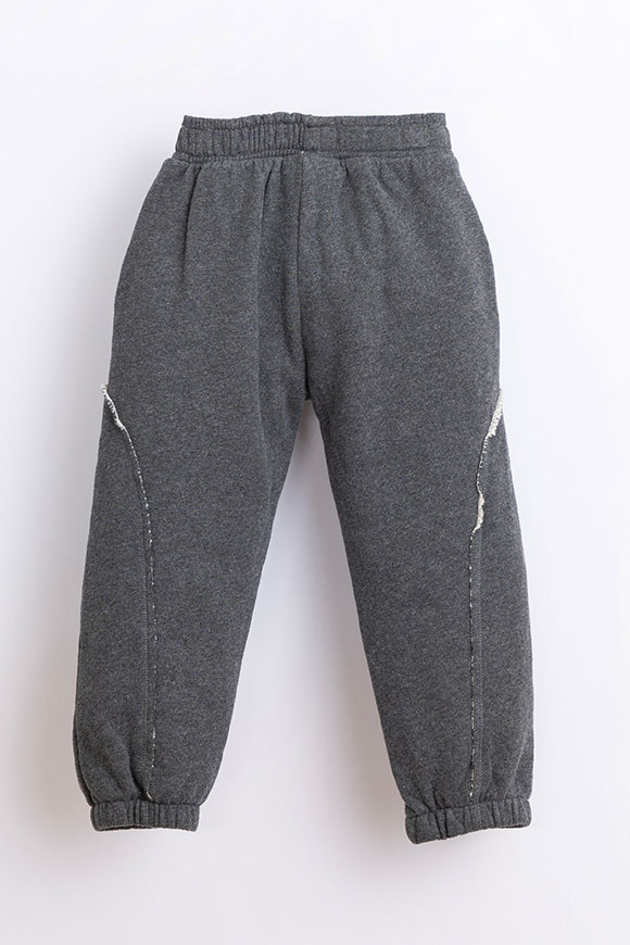 Play Up - Gray mélange fleece trousers with Frame Mélange patches