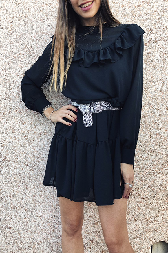 Vicolo - Black dress with flounces