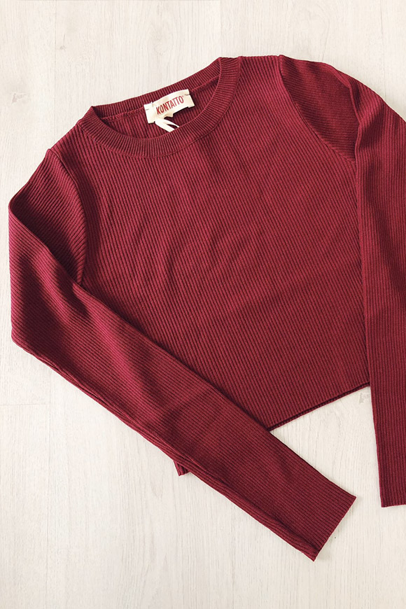 Kontatto - Red burgundy short ribbed sweater