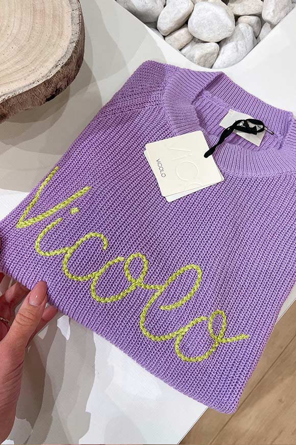 Vicolo - Lilac sweater with acid "Vicolo" logo