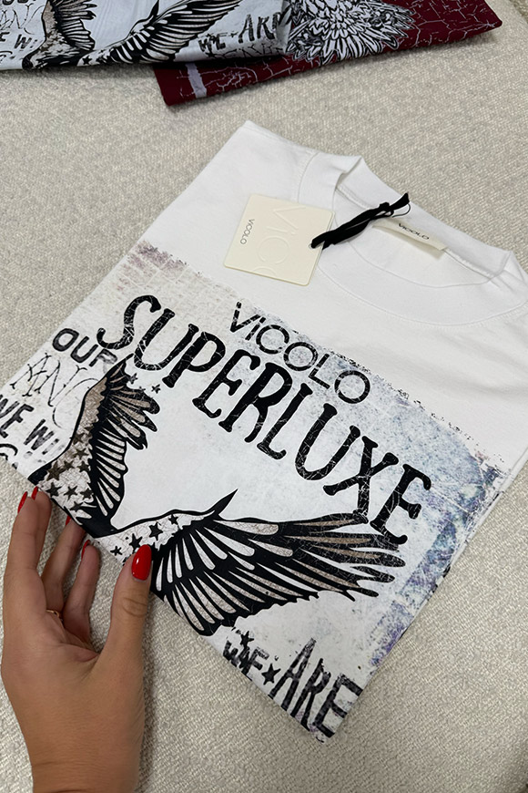 Vicolo - T shirt bianca stampa "Superlux"
