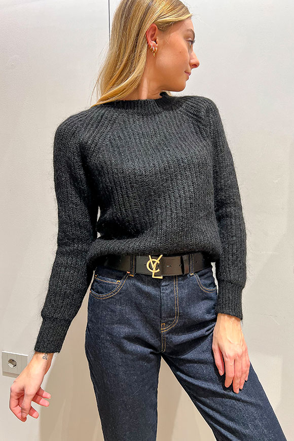 Vicolo - Black English knit sweater in mohair blend