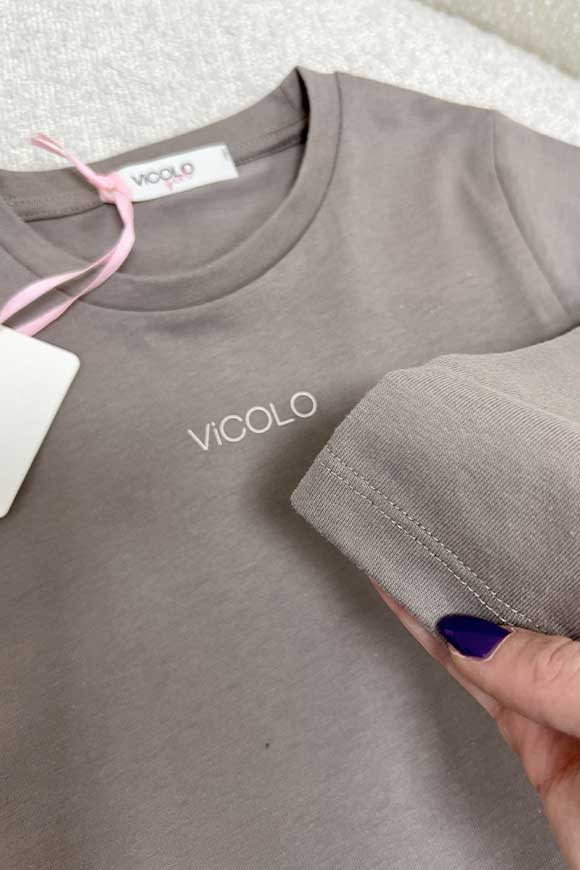 Vicolo Bambina - T-shirt mud con logo e maniche lunghe