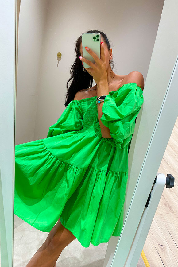 Vicolo - Apple green puff sleeve dress