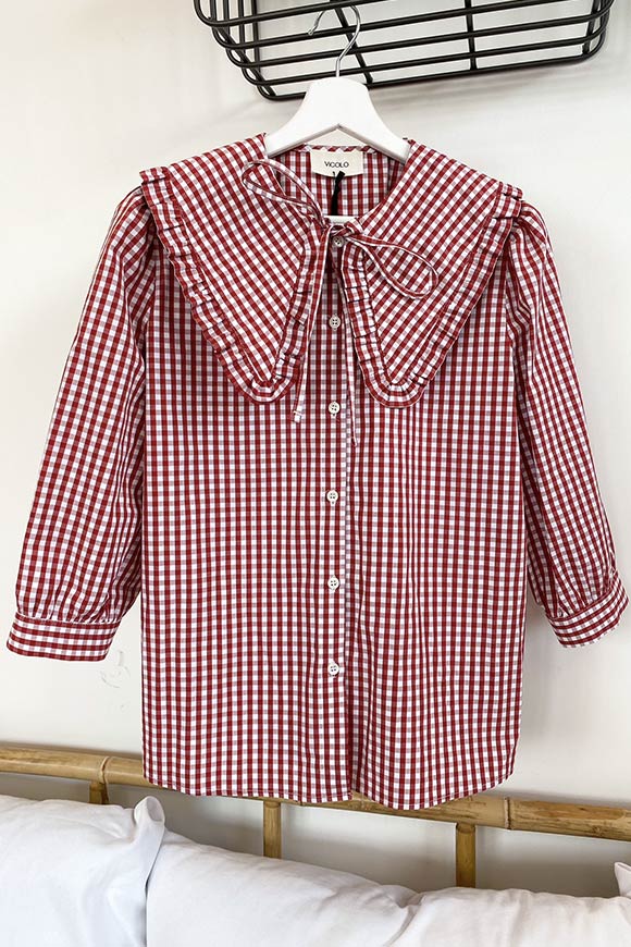 Vicolo - Camicia vichy rossa e bianca con colletto