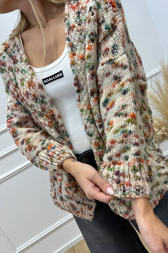 So Allure - Cardigan bottonato multicolor misto lana