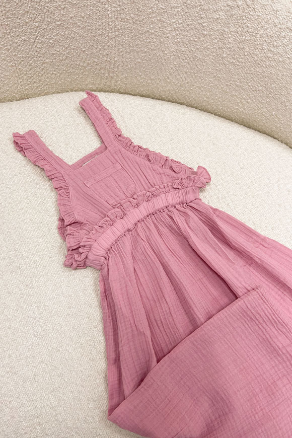 Piupiuchick - Vestito rosa lungo con rouches