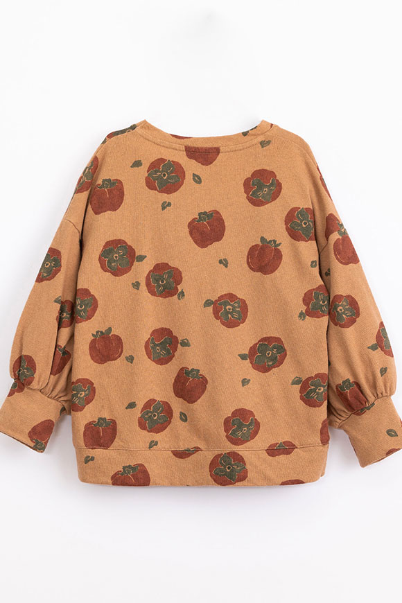 Play Up - Long-sleeved brown t-shirt with khaki print Paper