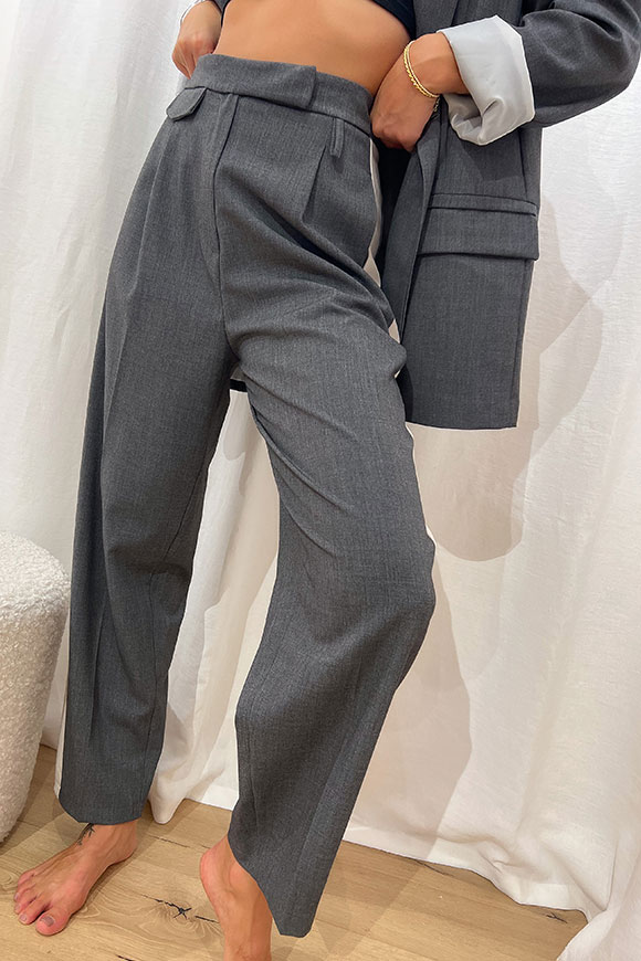 Haveone - Pantaloni maschili grigi antracite con profili burro