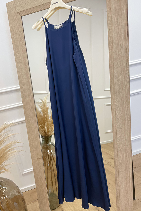 Haveone - Vestito lungo blu denim spalline fini