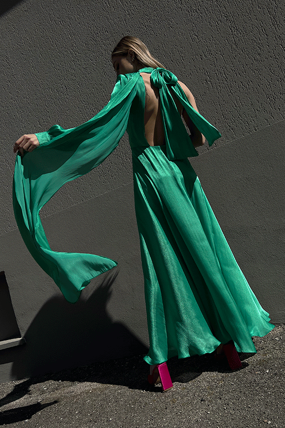 Actualee - Long bright green one shoulder dress