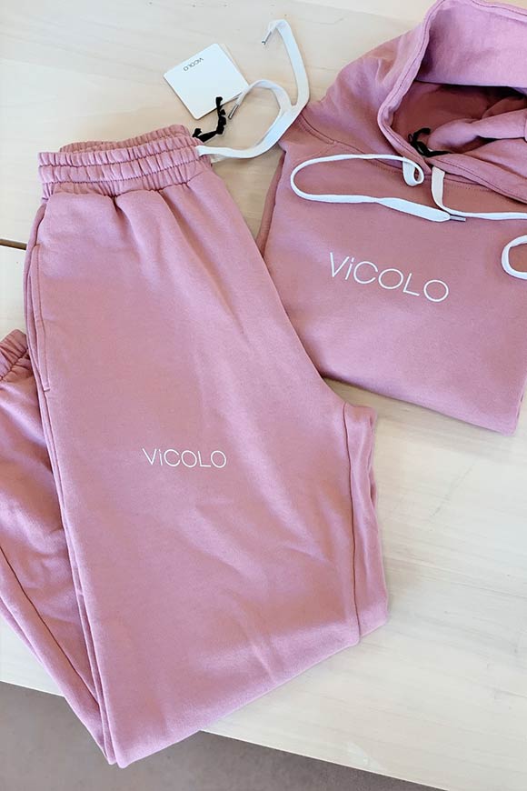 Vicolo - Blush sweatshirt with hood and logo