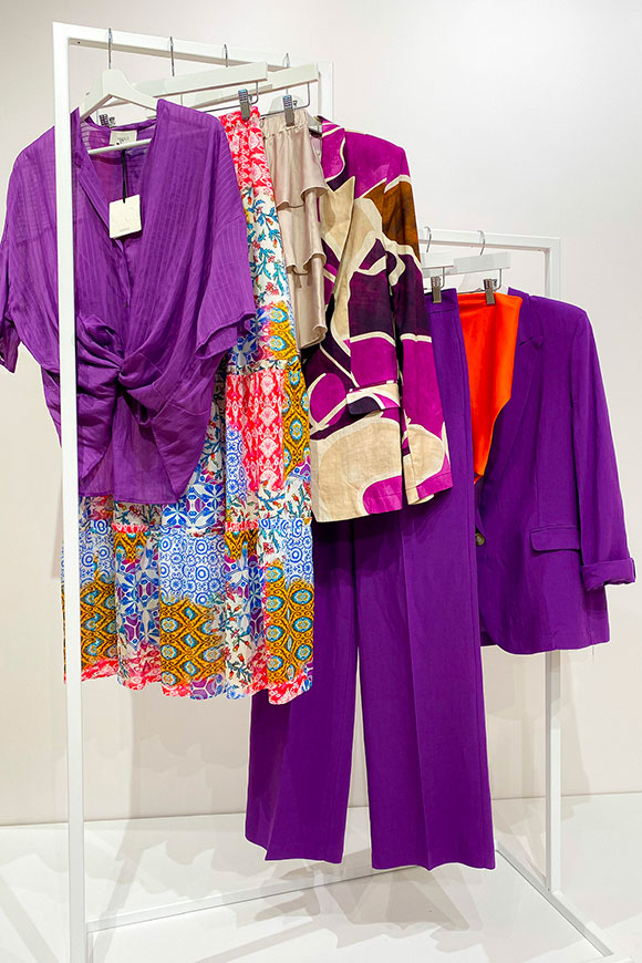 Vicolo - Purple cotton muslin blouse