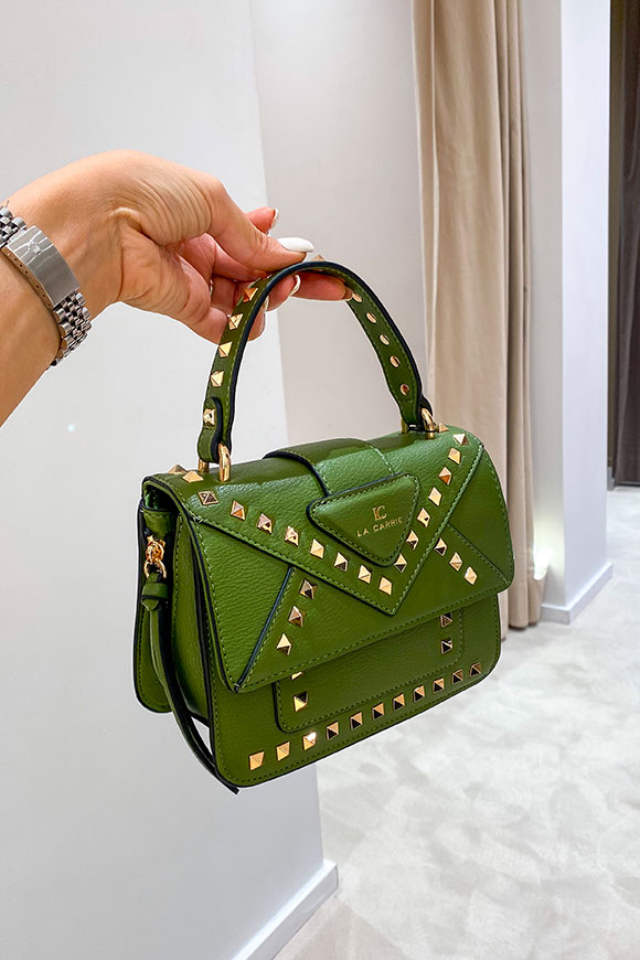 La Carrie - Thunder olive green midi bag with studs