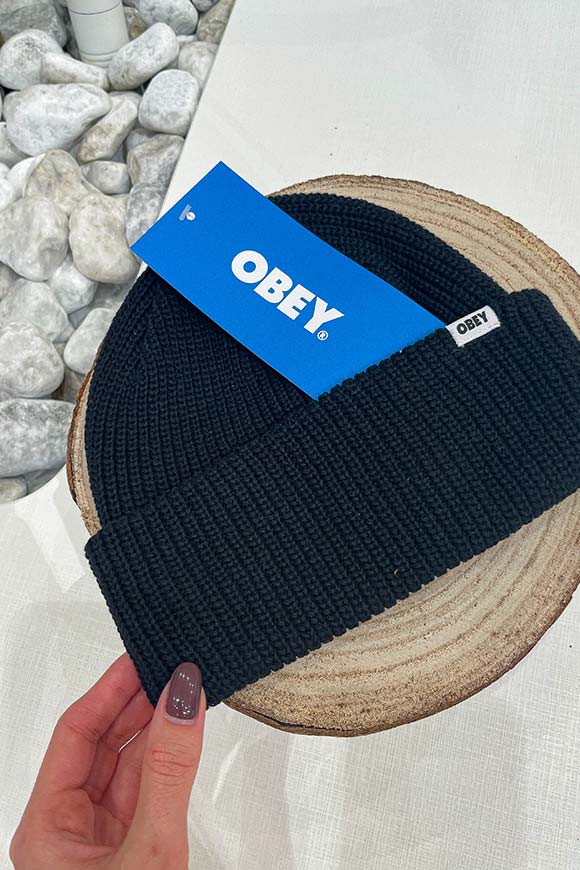 Obey - Cappello nero in cotone organico etichetta logo