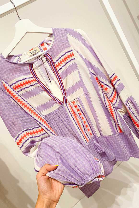Dixie - Lilac blouse in aztec pattern