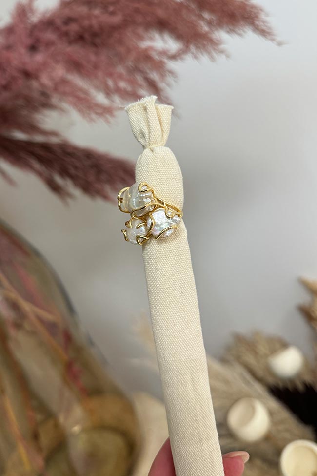 Calibro Shop - Anello oro a gabbia con tre perle