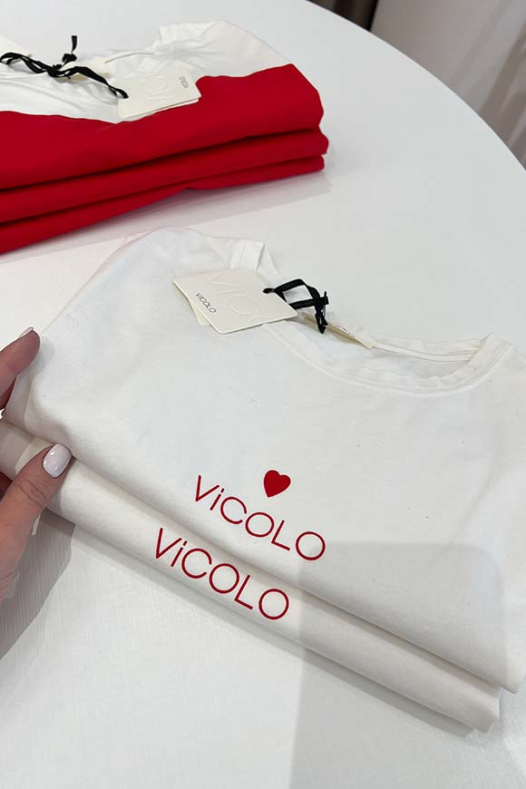 Vicolo - T shirt bianca logo vicolo cuore
