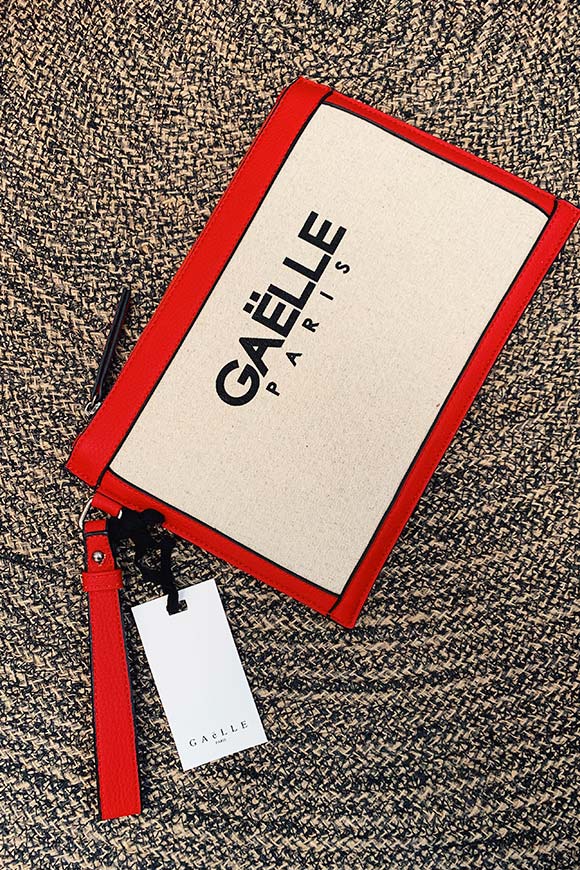 Gaelle - Canvas clutch bag with logo