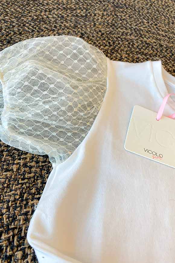 Vicolo Bambina - T shirt bianca maniche in tulle
