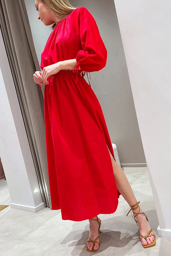 Vicolo - Vestito rosso in cotone con oblò sul retro