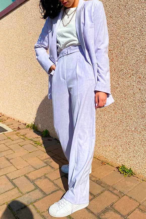 Vicolo - Lilac melange palazzo trousers with a masculine cut