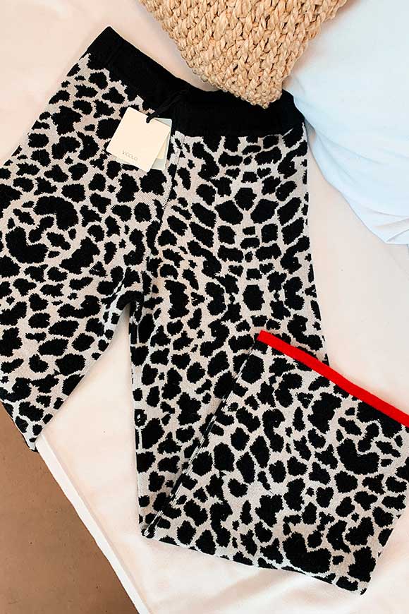 Vicolo - Pantaloni leopardati in maglia strutturata