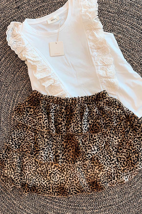 Vicolo - Leopard skirt with irregular flounces