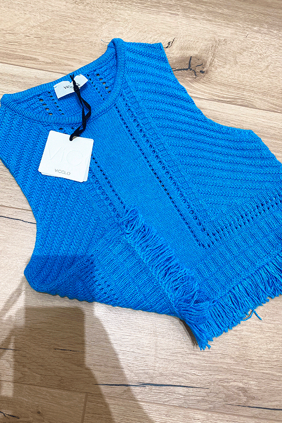 Vicolo - Turquoise crochet top