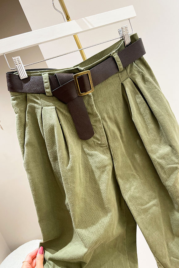 Haveone - Pantaloni carrot militari con cintura