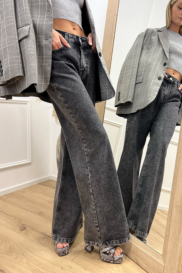 Haveone - Jeans Tokyo nero con strass
