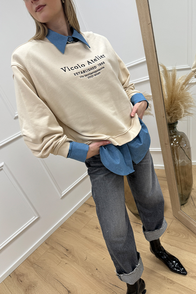 Vicolo - Camicia in chambray con spalline