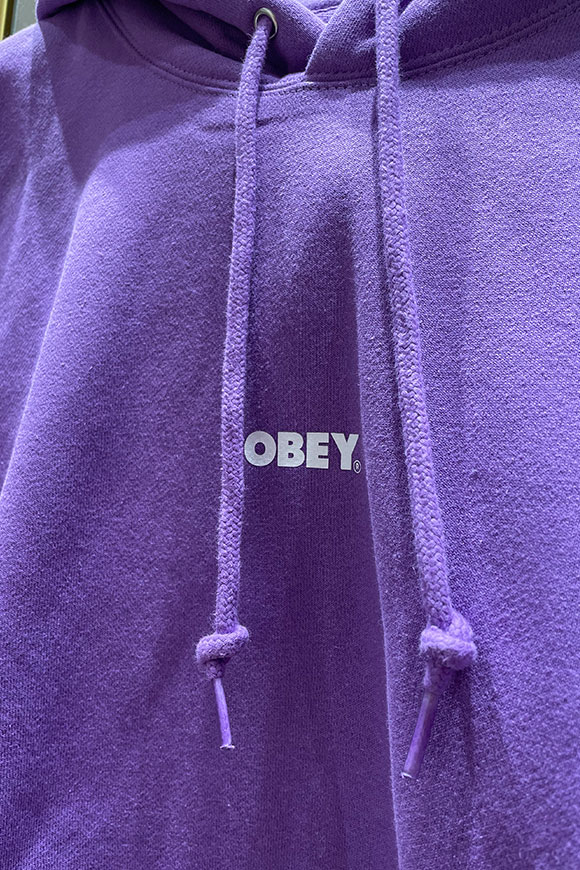 Obey - Felpa viola logo stampato in contrasto con cappuccio