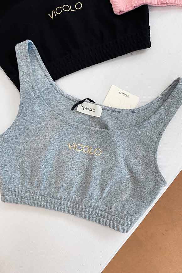 Vicolo - Gray sports top with gold logo